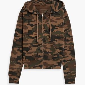Nili Lotan NY Callie Camouflage French cotton zip up hoodie, NWT, Size M